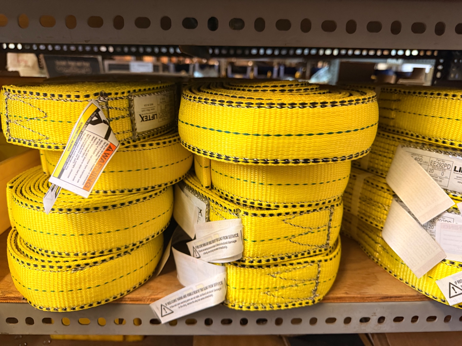 Heavy-duty yellow lifting slings