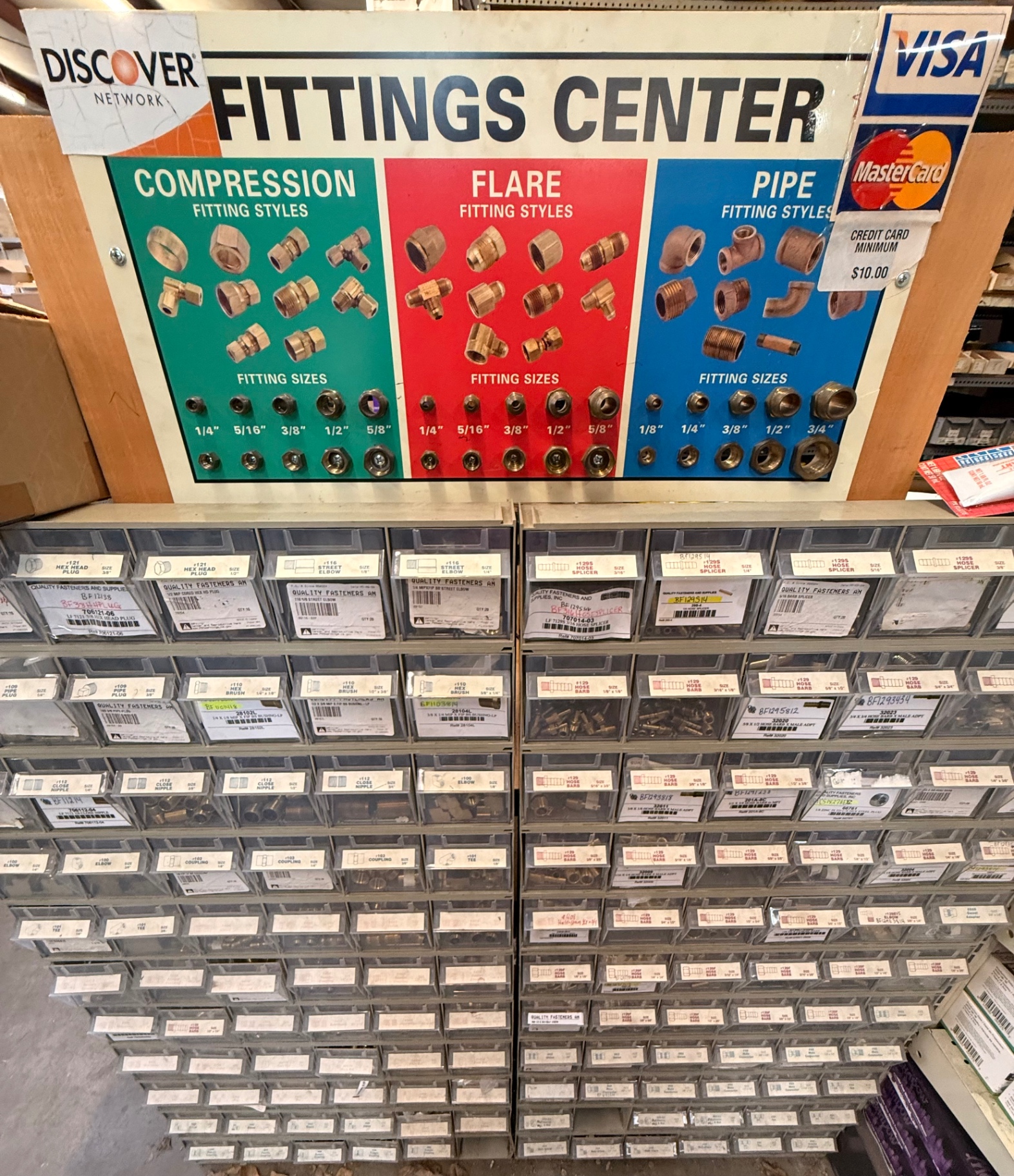 Brass fittings center — compression, flare & pipe